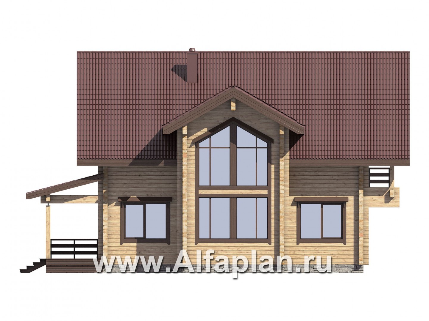 Проекты домов Альфаплан - Комфортабельный дом из бруса - изображение фасада №2