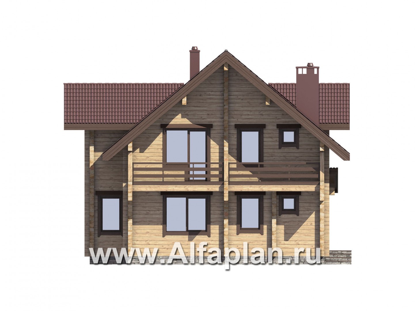 Проекты домов Альфаплан - Комфортабельный дом из бруса - изображение фасада №3