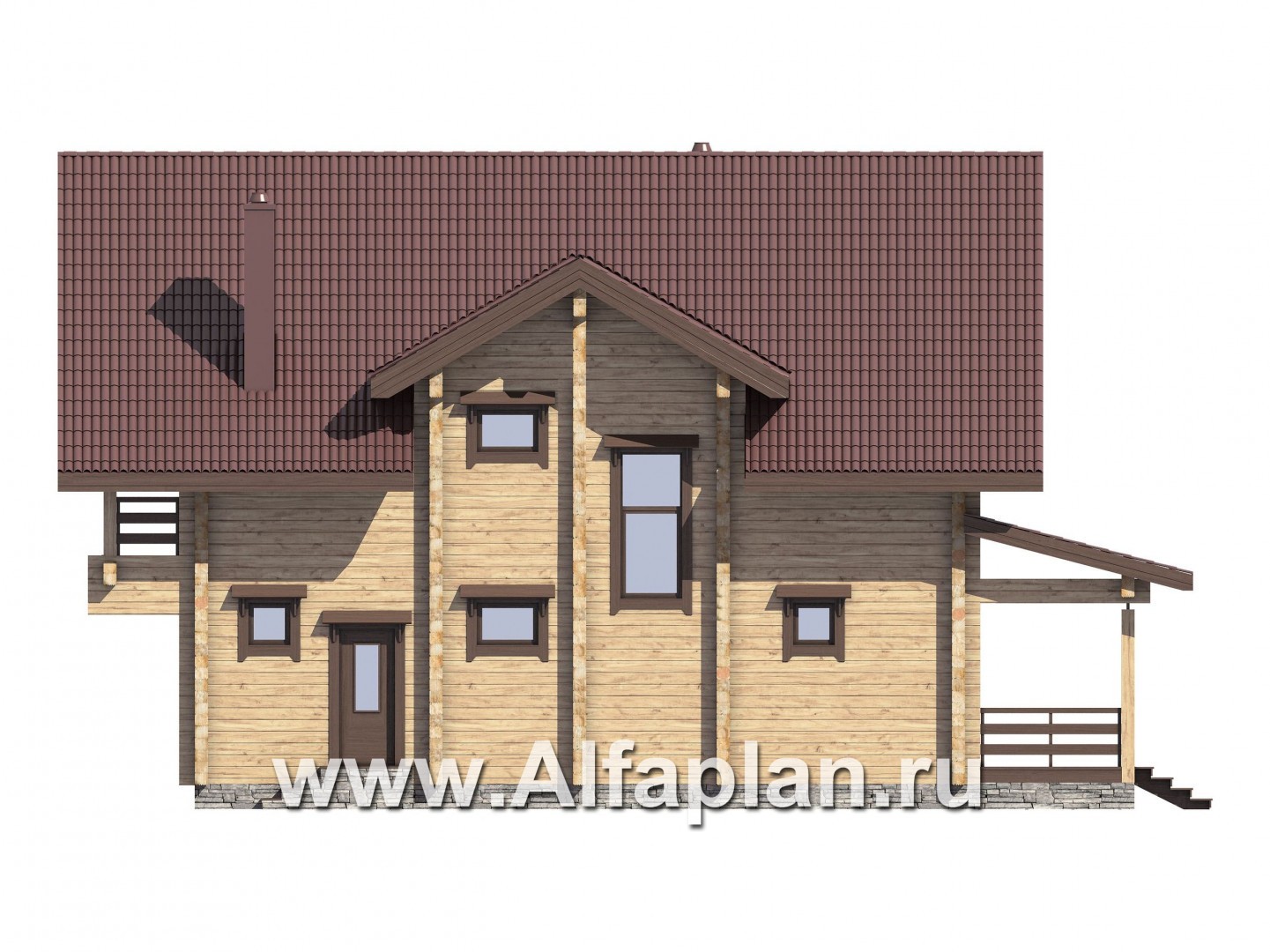Проекты домов Альфаплан - Комфортабельный дом из бруса - изображение фасада №4