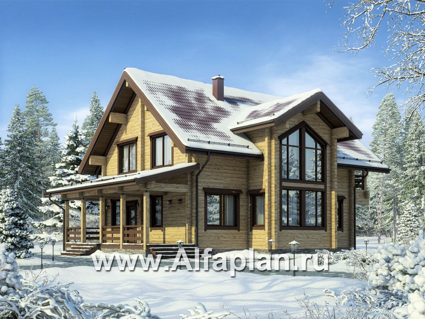 Проекты домов Альфаплан - Комфортабельный дом из бруса - основное изображение
