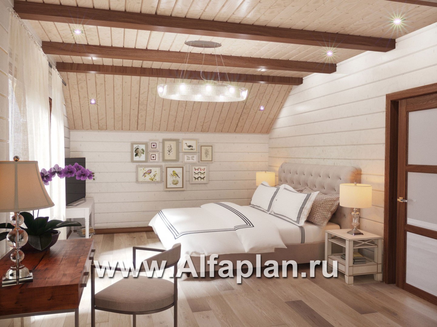 Проекты домов Альфаплан - Проект деревянного дома с гостевым блоком - дополнительное изображение №8
