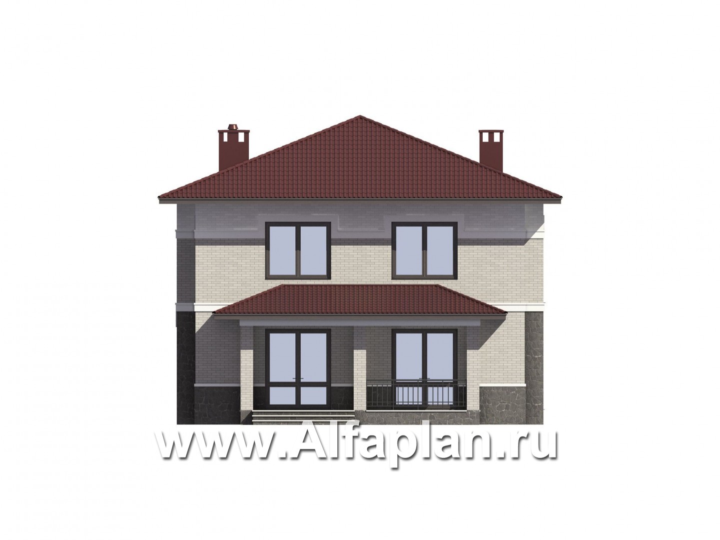 Проекты домов Альфаплан - Проект двухэтажного дома для узкого участка - изображение фасада №3