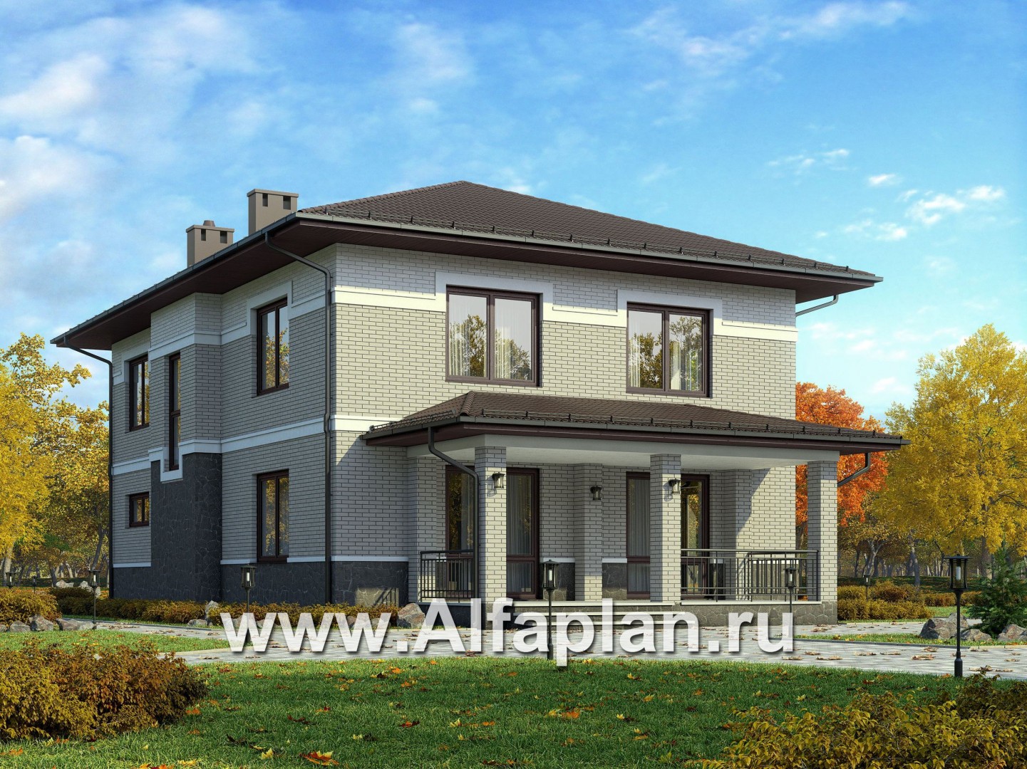 Проекты домов Альфаплан - Проект двухэтажного дома для узкого участка - дополнительное изображение №1