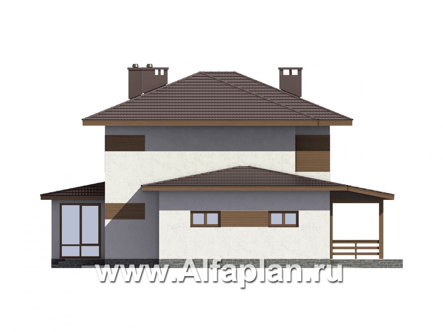 Проекты домов Альфаплан - Проект комфортного дома для большой семьи - изображение фасада №4
