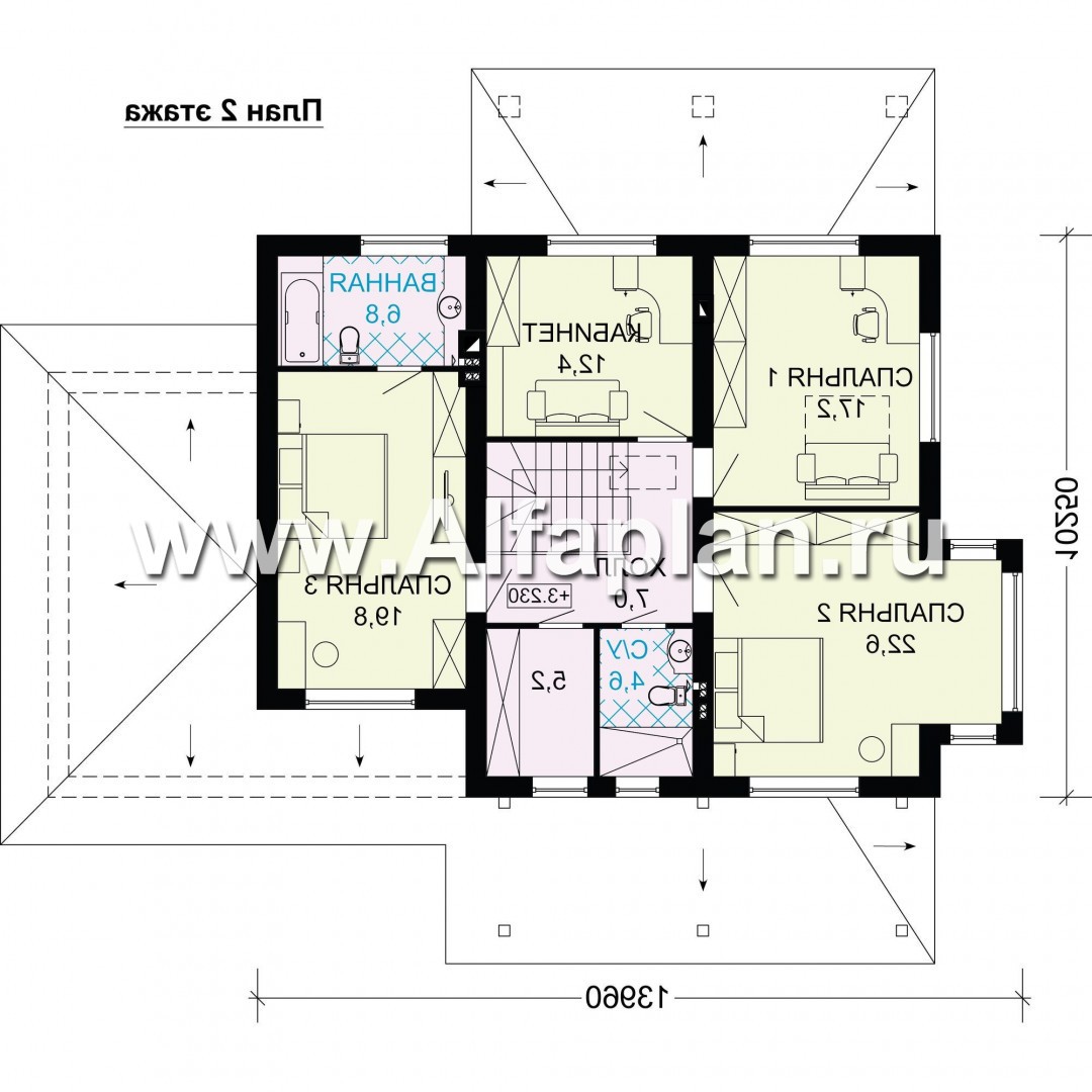 Проекты домов Альфаплан - Проект комфортного дома для большой семьи - изображение плана проекта №2