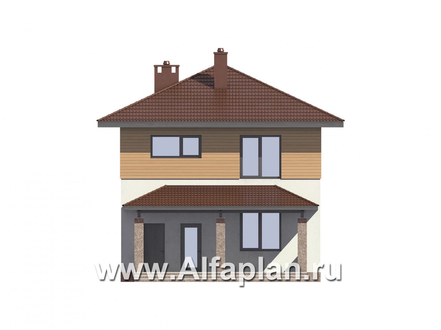 Проекты домов Альфаплан - Проект двухэтажного экономичного и компактного дом - изображение фасада №1