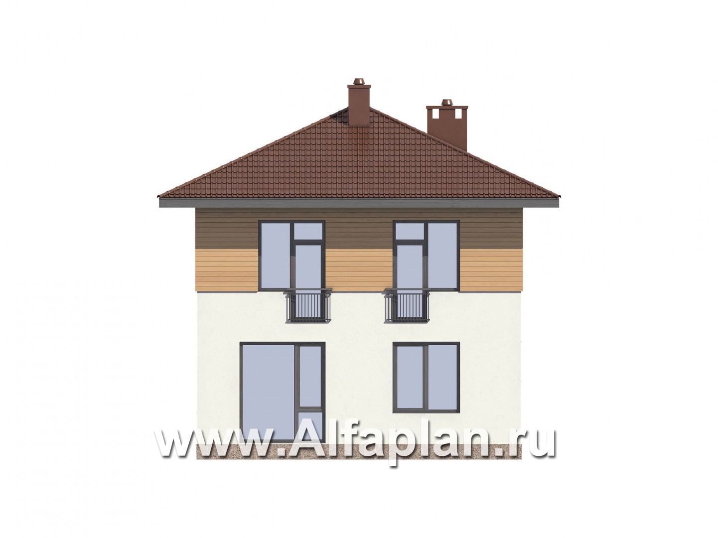 Проекты домов Альфаплан - Проект двухэтажного экономичного и компактного дом - изображение фасада №3