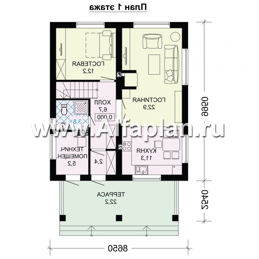 Проекты домов Альфаплан - Проект двухэтажного экономичного и компактного дом - изображение плана проекта №1