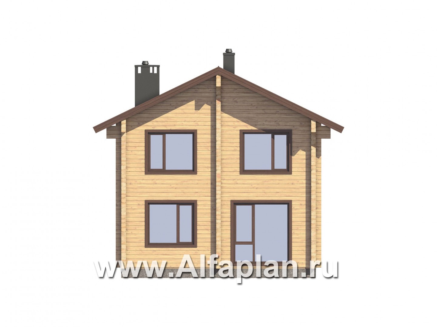 Проекты домов Альфаплан - Проект двухэтажного коттеджа из бруса с террасой и балконом - изображение фасада №3