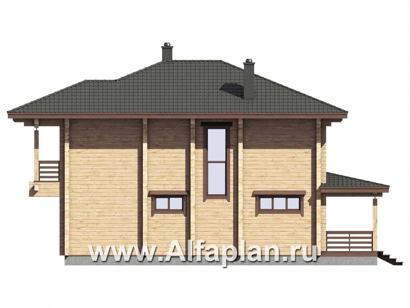 Проекты домов Альфаплан - Проект дом из бруса с двусветным пространством - изображение фасада №4