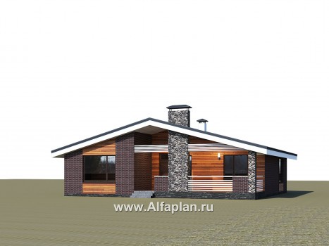 Проекты домов Альфаплан - «Веда» - проект одноэтажного дома с двускатной кровлей (три спальни) - превью дополнительного изображения №1