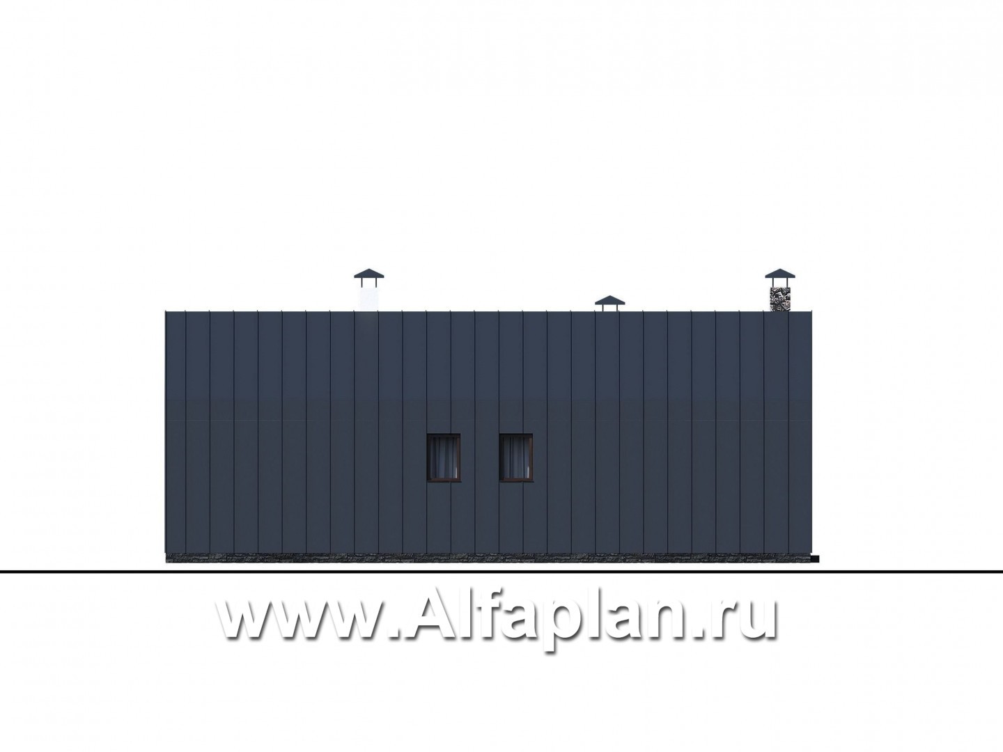 Проекты домов Альфаплан - «Веда» - проект одноэтажного дома в стиле барн (три спальни) - изображение фасада №4