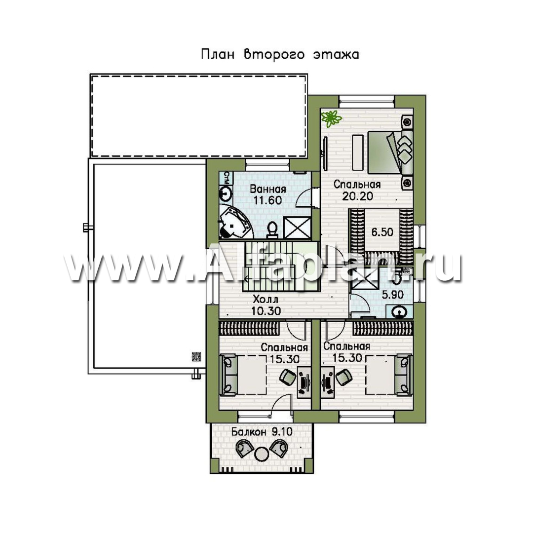 Проекты домов Альфаплан - «Футура» - современный двухэтажный дом с плоской кровлей - изображение плана проекта №2