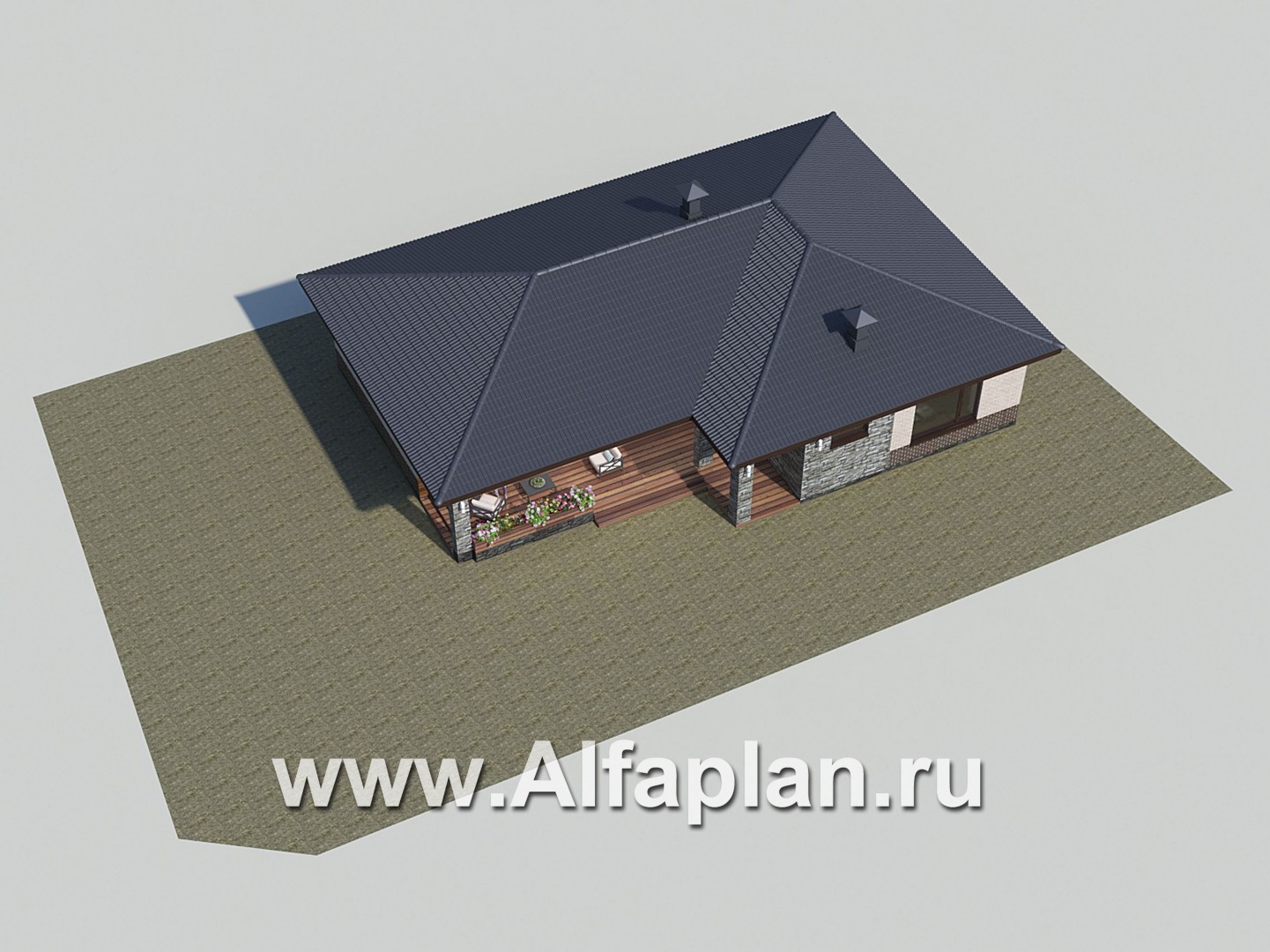 Проекты домов Альфаплан - «Алазея» - просторный одноэтажный дом с сауной и террасой - дополнительное изображение №4