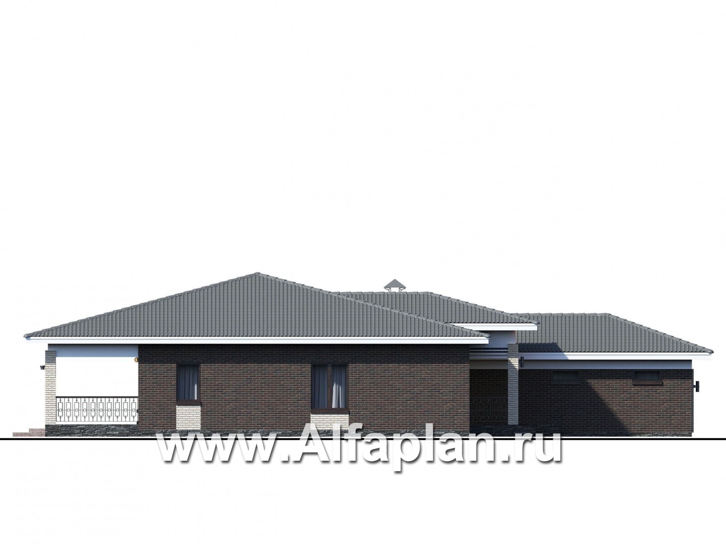 Проекты домов Альфаплан - «Зодиак» - одноэтажный коттедж с гаражом - изображение фасада №4