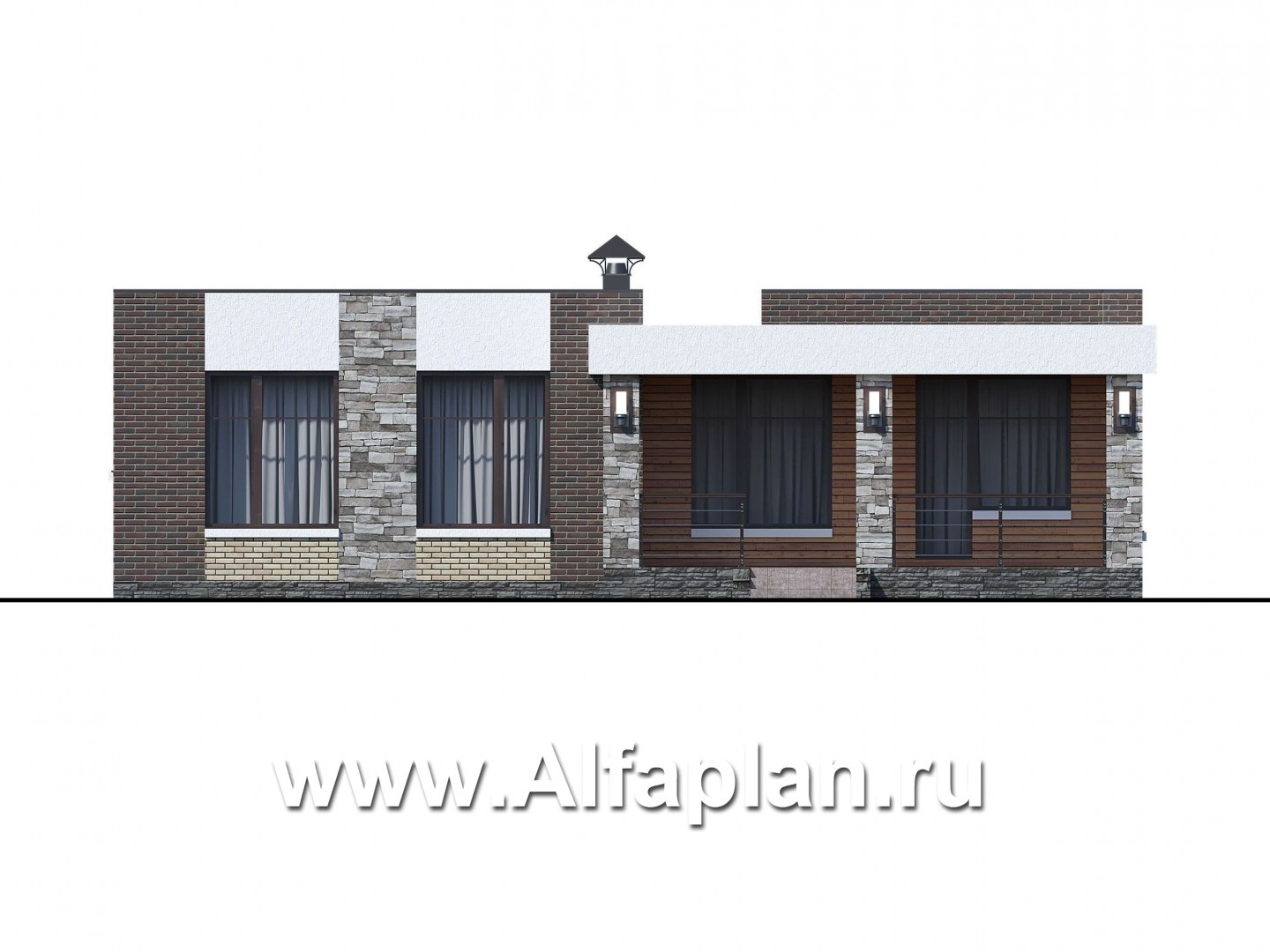 Проекты домов Альфаплан - «Бенуа» - стильный коттедж с плоской кровлей - изображение фасада №4