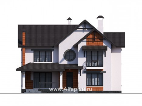 Проекты домов Альфаплан - «Сафо» - проект просторного дома для большой семьи - превью фасада №1