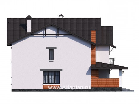 Проекты домов Альфаплан - «Сафо» - проект просторного дома для большой семьи - превью фасада №2