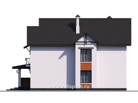 Проекты домов Альфаплан - «Сафо» - проект просторного дома для большой семьи - превью фасада №4