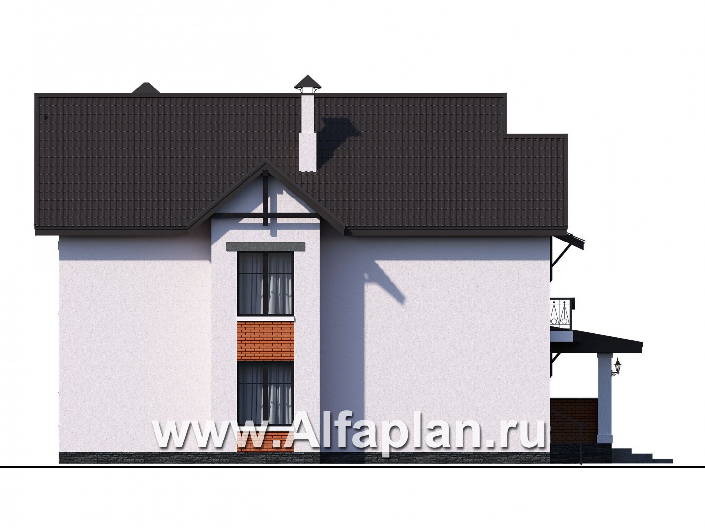 Проекты домов Альфаплан - «Сафо» - проект просторного дома для большой семьи - изображение фасада №4