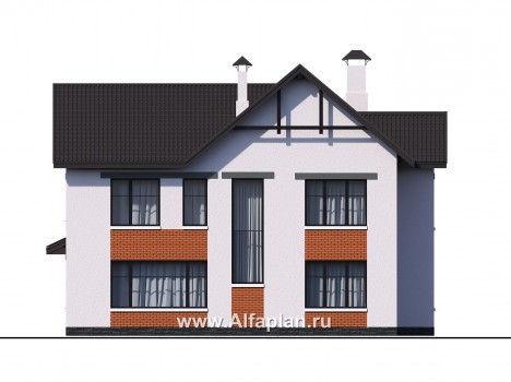 Проекты домов Альфаплан - «Сафо» - проект просторного дома для большой семьи - превью фасада №3