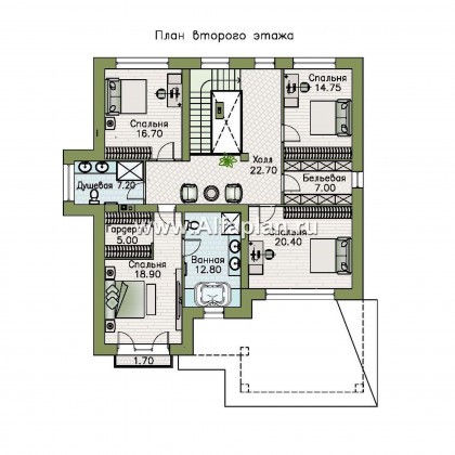 Проекты домов Альфаплан - «Сафо» - проект просторного дома для большой семьи - превью плана проекта №2