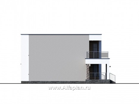 Проекты домов Альфаплан - «Серотонин» - проект современного хай-тек дома с плоской кровлей - превью фасада №4