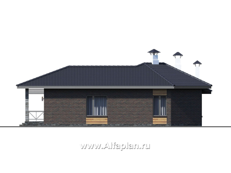 Проекты домов Альфаплан - «Квазар» - проект одноэтажного дома с диагональным планом - превью фасада №2