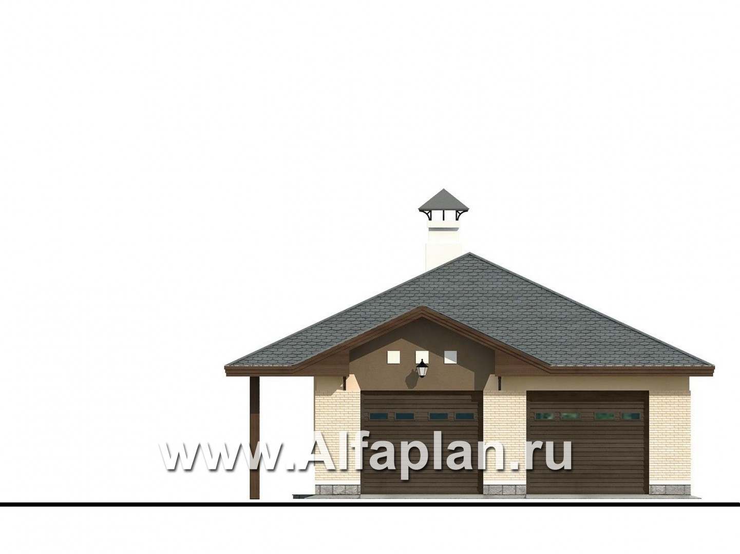 Проект гаража на 2 авто, с антресолью - фасад дома