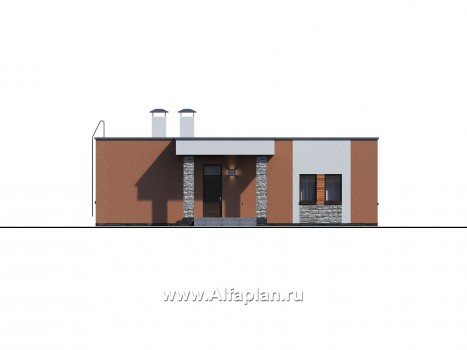 Проект гаража на 4 авто, и баня с сауной и хамам, с плоской кровлей - превью фасада дома