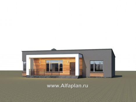 Проекты домов Альфаплан - Проект одноэтажного дома с тремя спальнями - превью дополнительного изображения №1
