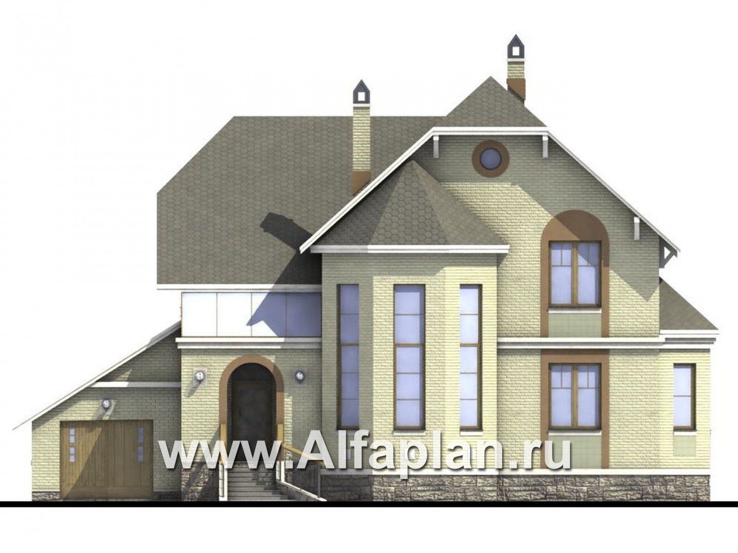 Проекты домов Альфаплан - «Эстрелл» - загородный дом с просторной гостиной - изображение фасада №1