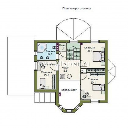 Проекты домов Альфаплан - «Эстрелл» - загородный дом с просторной гостиной - превью плана проекта №2