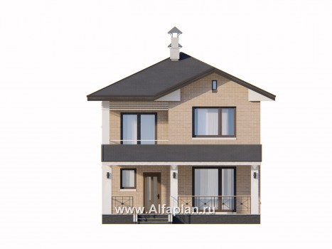 Проекты домов Альфаплан - «Серебро» - проект дома для небольшой семьи, вход с южных направлений - превью фасада №1