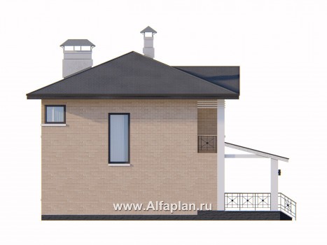 Проекты домов Альфаплан - «Серебро» - проект дома для небольшой семьи, вход с южных направлений - превью фасада №3