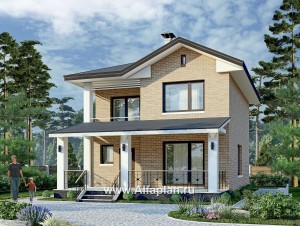 Проекты домов Альфаплан - «Серебро» - проект дома для небольшой семьи, вход с южных направлений - превью основного изображения