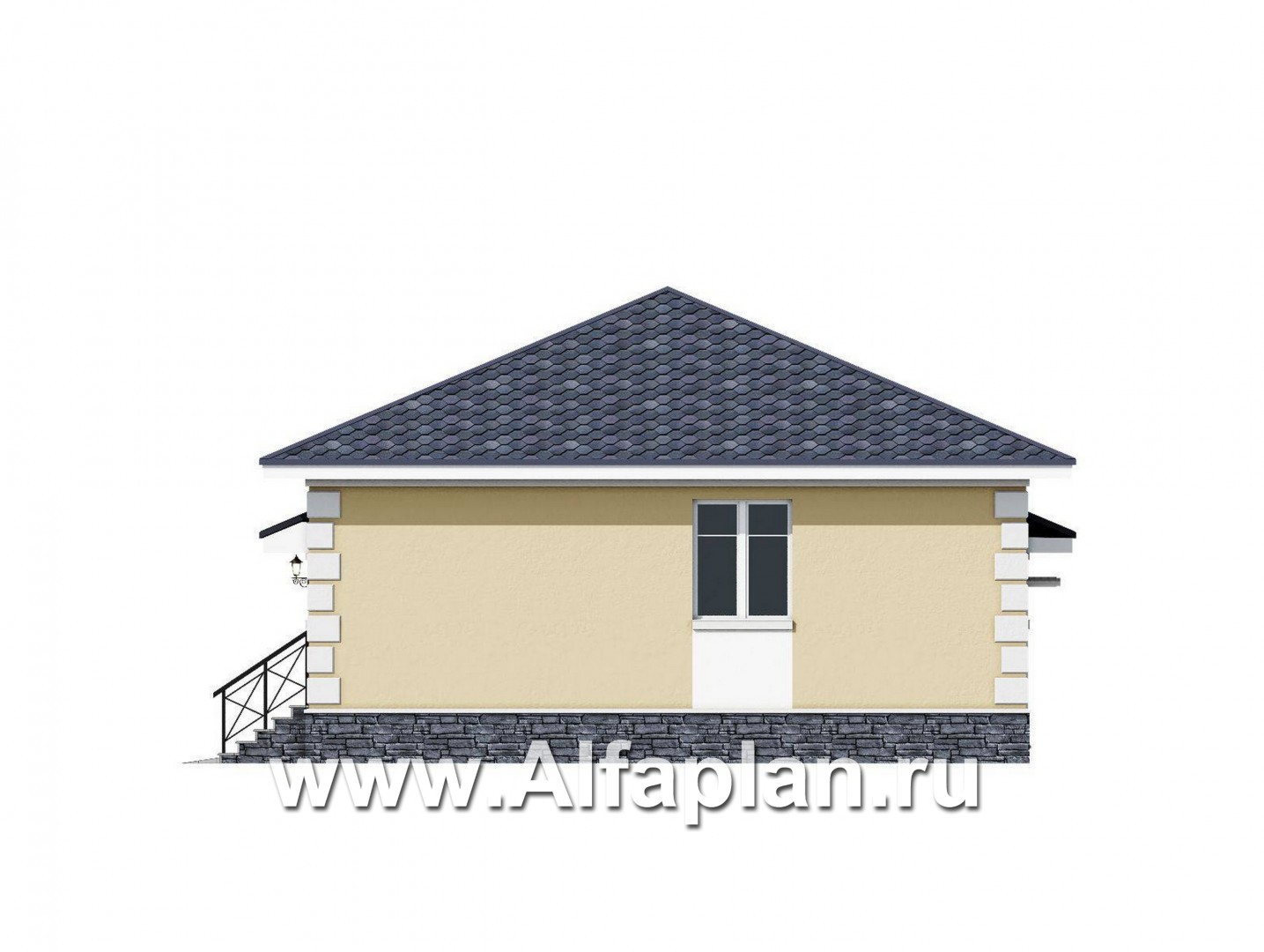 Проекты домов Альфаплан - "Вотчина" - проект одноэтажного дома в классическом стиле - изображение фасада №2