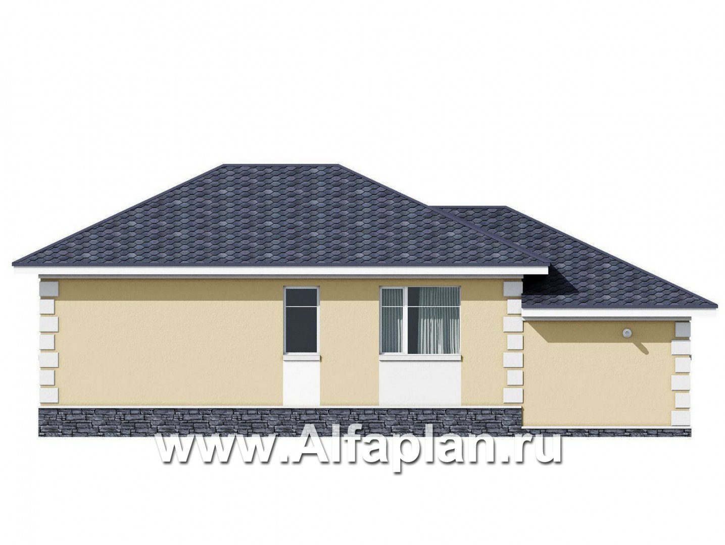 Проекты домов Альфаплан - "Вотчина" - проект одноэтажного дома в классическом стиле - изображение фасада №4