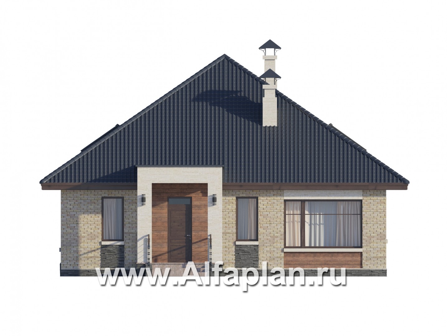 Проекты домов Альфаплан - "Перспектива" - проект компактного дома с мансардой - изображение фасада №1