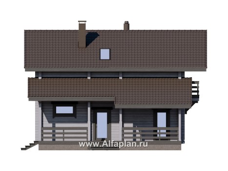 Проекты домов Альфаплан - Загородный дом из бруса с двускатной кровлей - превью фасада №3
