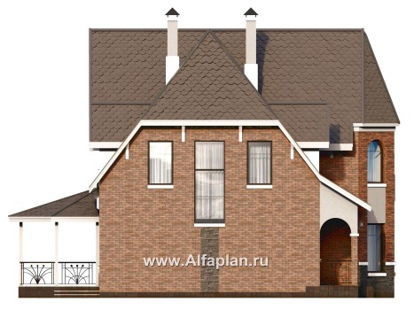 Проекты домов Альфаплан - Проект двухэтажного дома с эркером - превью фасада №3