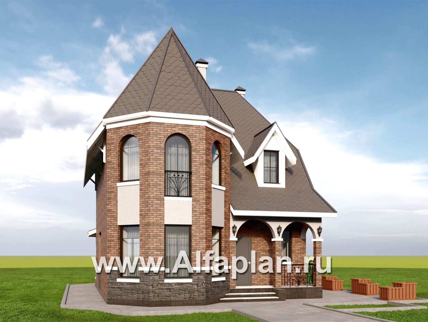Проекты домов Альфаплан - Проект двухэтажного дома с эркером - дополнительное изображение №1