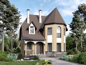 Проекты домов Альфаплан - Проект двухэтажного дома с эркером - превью основного изображения
