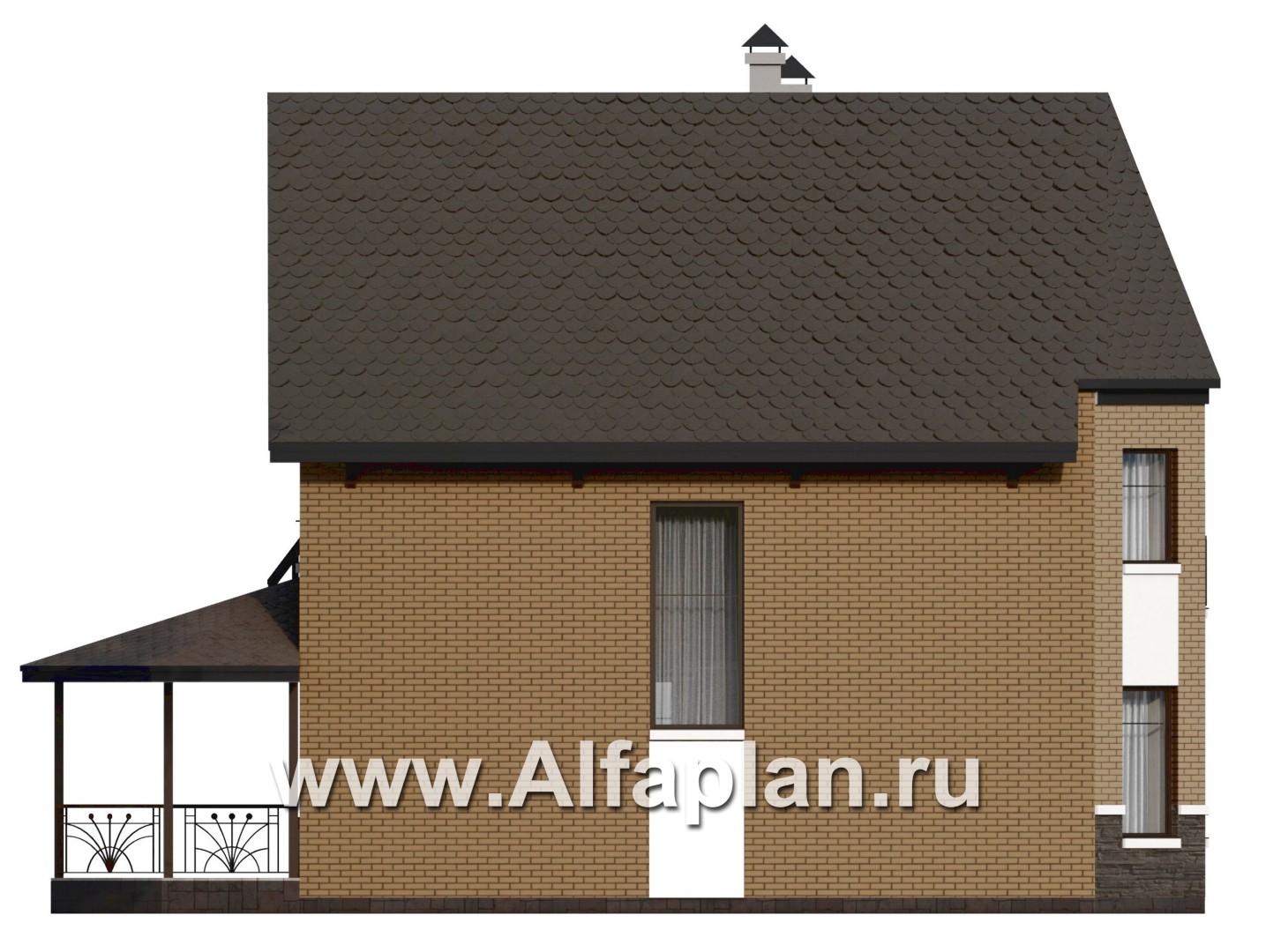 Проекты домов Альфаплан - Проект двухэтажного дома с эркером - изображение фасада №3