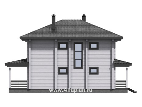 Проекты домов Альфаплан - Проект двухэтажного дома из клееного бруса - превью фасада №4