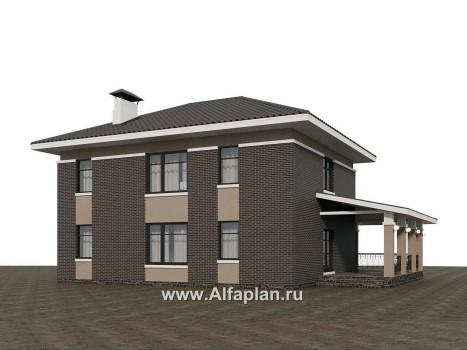 Проекты домов Альфаплан - "Вермеер" - проект двухэтажного дома с эркером и лестницей в гостиной - превью дополнительного изображения №2