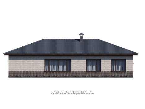 Проекты домов Альфаплан - «Алазея» - просторный одноэтажный дом с тремя спальнями и кабинетом - превью фасада №4