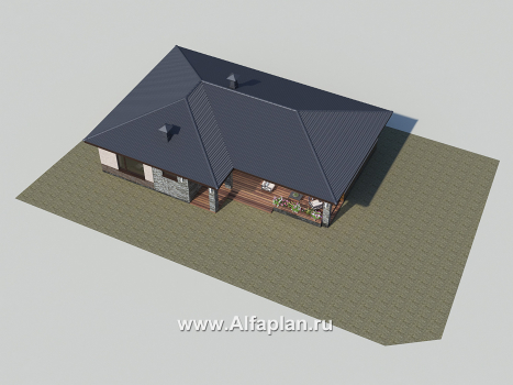 Проекты домов Альфаплан - «Алазея» - просторный одноэтажный дом с тремя спальнями и кабинетом - превью дополнительного изображения №2