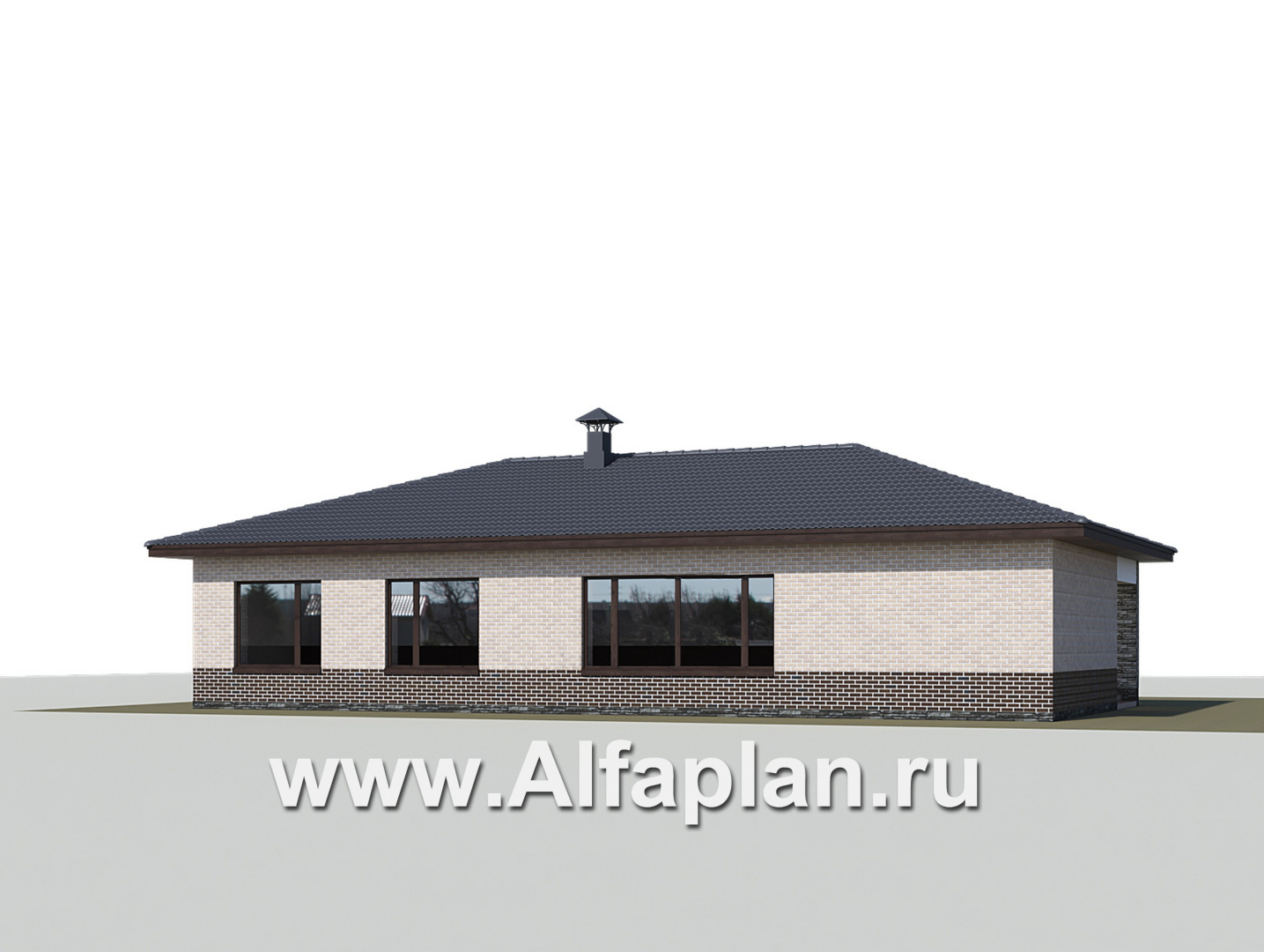 Проекты домов Альфаплан - «Алазея» - просторный одноэтажный дом с тремя спальнями и кабинетом - дополнительное изображение №3