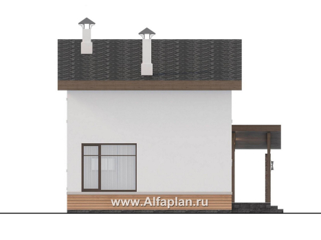 Проекты домов Альфаплан - "Джекпот" - проект каркасного дома с односкатной кровлей, строить быстро, жить - комфортно - превью фасада №2